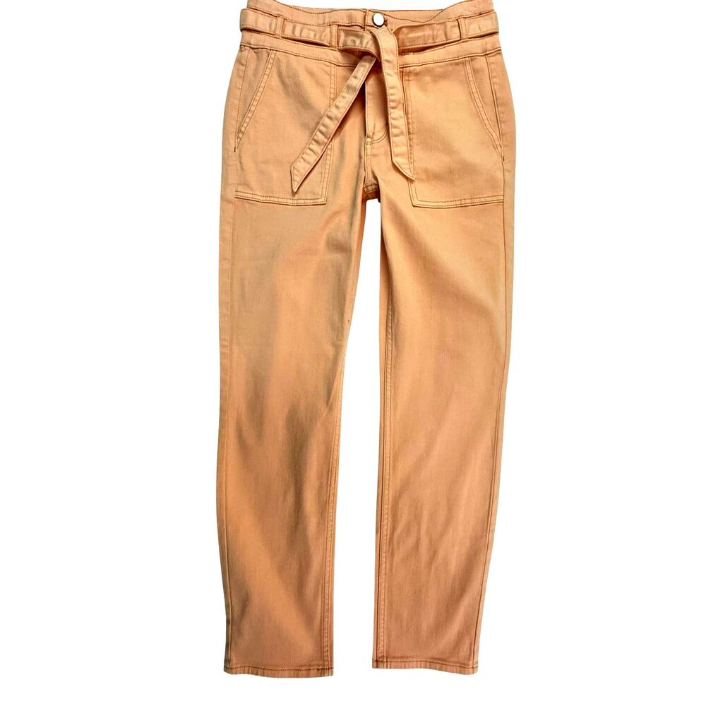 White House Black Market NEW Slim Ankle Extra High Rise Belted Jeans 4 Sherbet